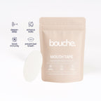 Bouche mouth tape packaging with product features on a white background