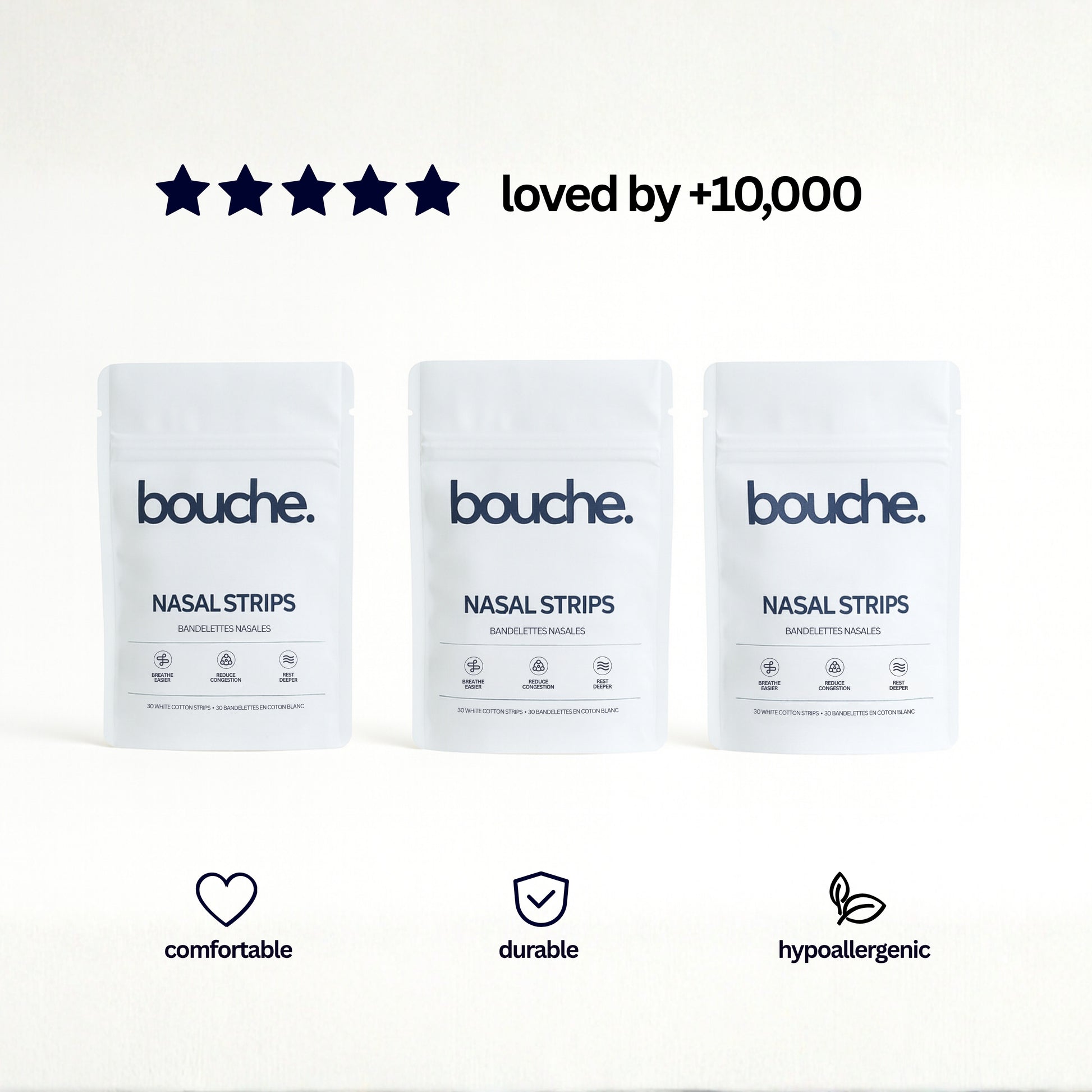 Packaing of the best nasal strips loved by thousands, comfortable, durable,hypoallergenic.