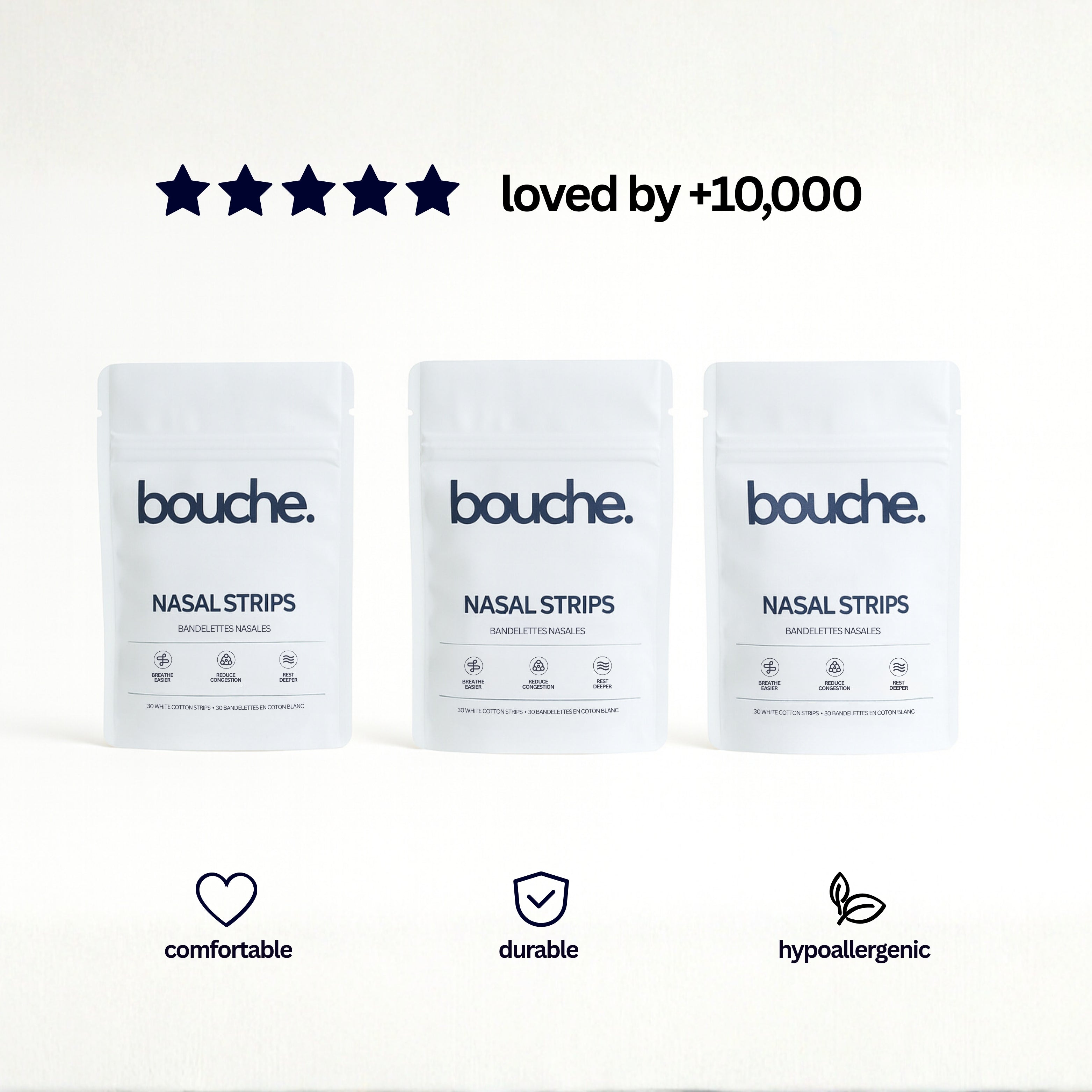 Packaing of the best nasal strips loved by thousands, comfortable, durable,hypoallergenic.